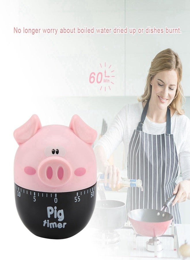 HAOHIZE Cute Cartoon Pig Kitchen Timer Mechanical Timers Counters for Cooking Timing Tool Portable Alarm Clock Kitchen Cooking Tool Cooking Mechanical Home Decor Counter (Pink) - Image 5